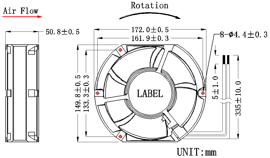 機(jī)櫃充電樁光伏等設(shè)備散熱風(fēng)扇開(kāi)孔尺寸